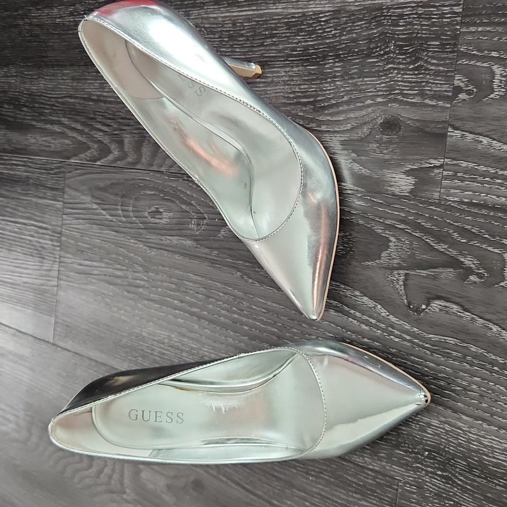 Guess Silver Stiletto Heels 7.5